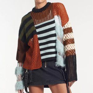 The Ragged Priest Patchwork and mix panel multicolored knit